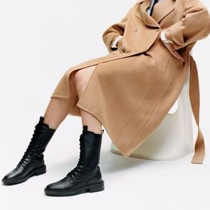 Low Heel Leather Laced Ankle Boot NWOB